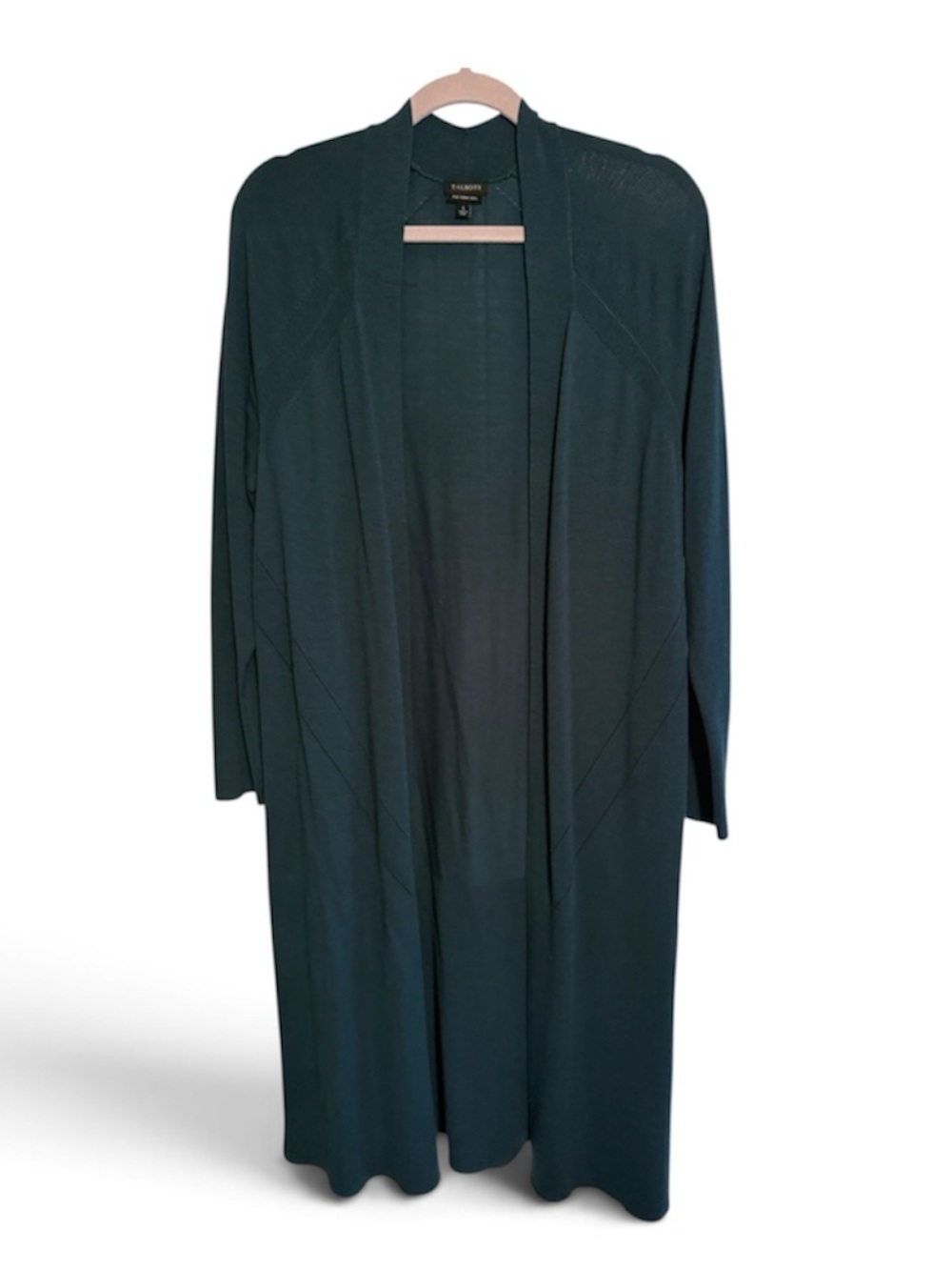 Talbots Merino Wool Deep Green Long Duster Cardigan